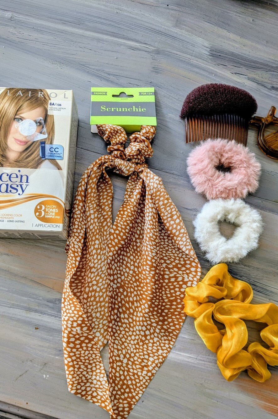 Hair Lot...Hair Dye, Scrunchie Scarf Hair Tie - , 4 Scrunchies Plus